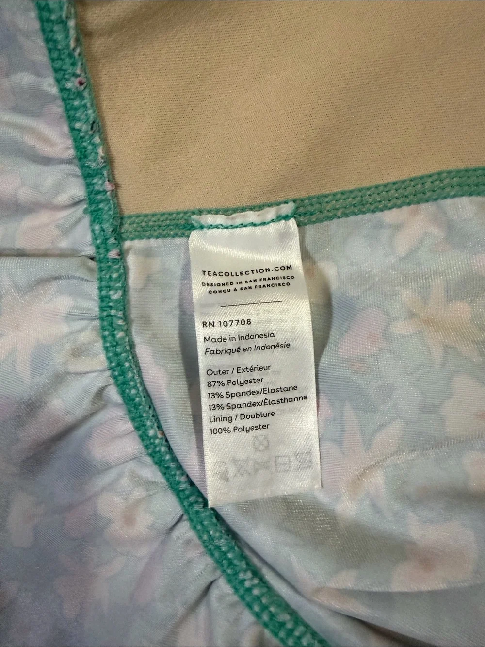 Tea Collection Teal Rashguard W/Ruffle Bottom - Teal, Pink, & Peach Floral - 2T